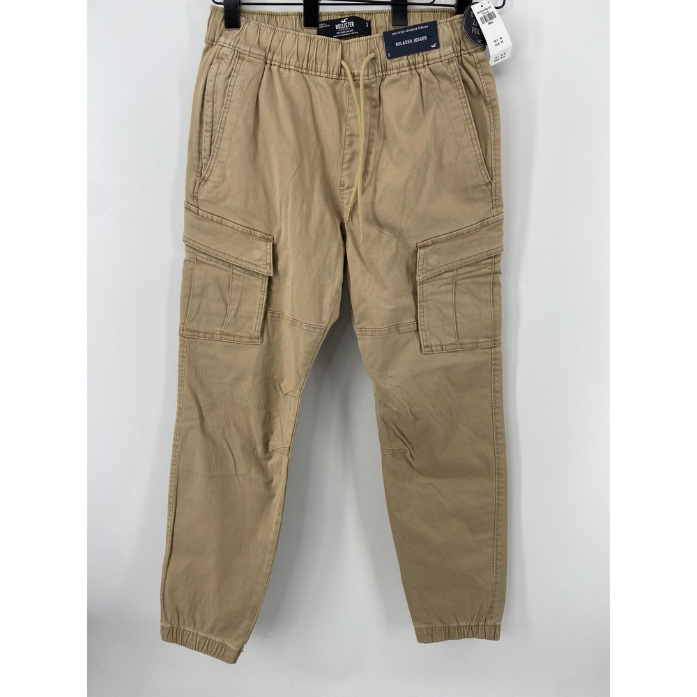 Hollister Pants Mens Small Tan Relaxed Jogger Advanced Stretch Cargo Casual - Picture 1 of 11